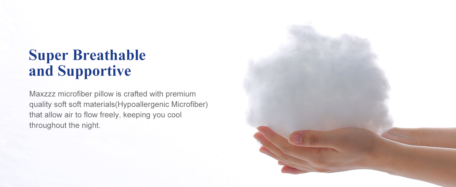 Maxzzz Bed Pillows Standard Size 2 Pack, Soft and Supportive Cooling