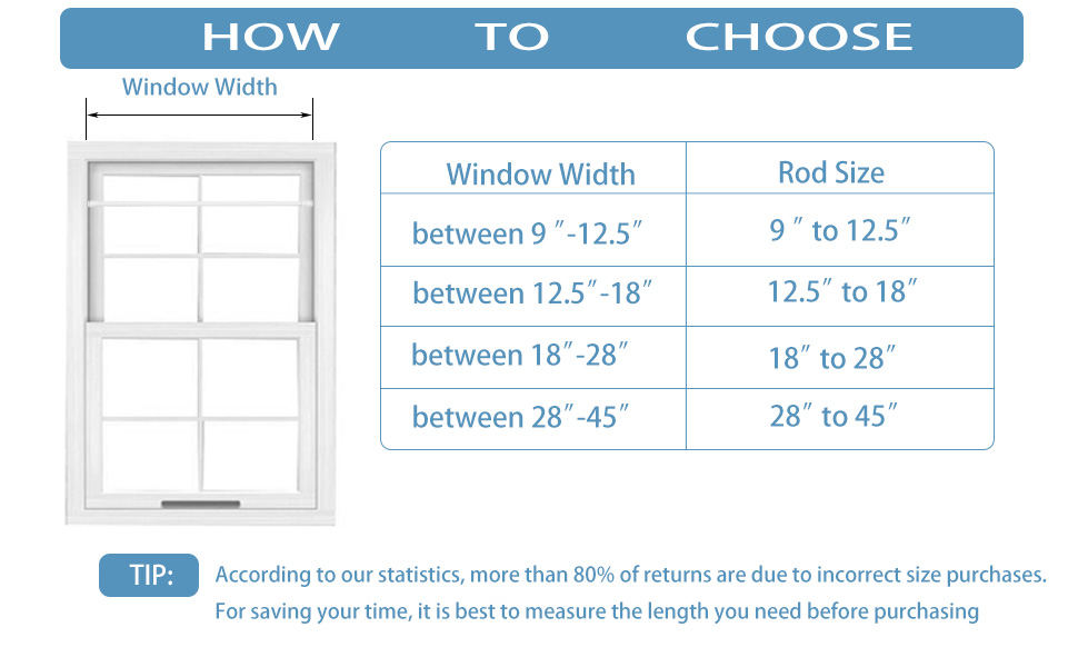 TYRON 2Pcs Thin Spring Tension Rod 18 to 28 Inches, 3/8 in