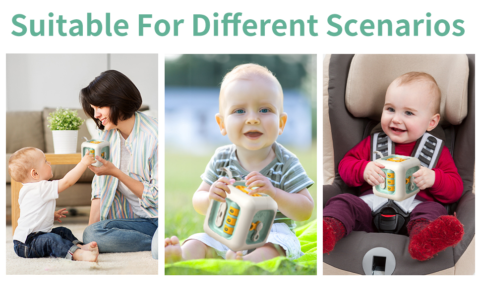 Soofam Baby Busy Cube, Montessori Toys for 1+ Year Old, Fine Motor Skills Learning Toys, Travel Toys for Kids 1-3, Christmas Stocking Stuffers First Birthday Gift for Children 12 Month + (Green) 27 activity cubes activity cube for toddlers 1-3 toddler activity cube activity cube for babies 6-12