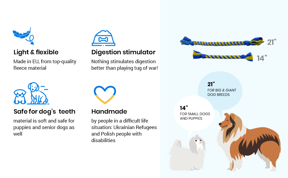 Fleece Dog Tug Toy for Medium and Large Dogs Soft Handmade Dog Rope