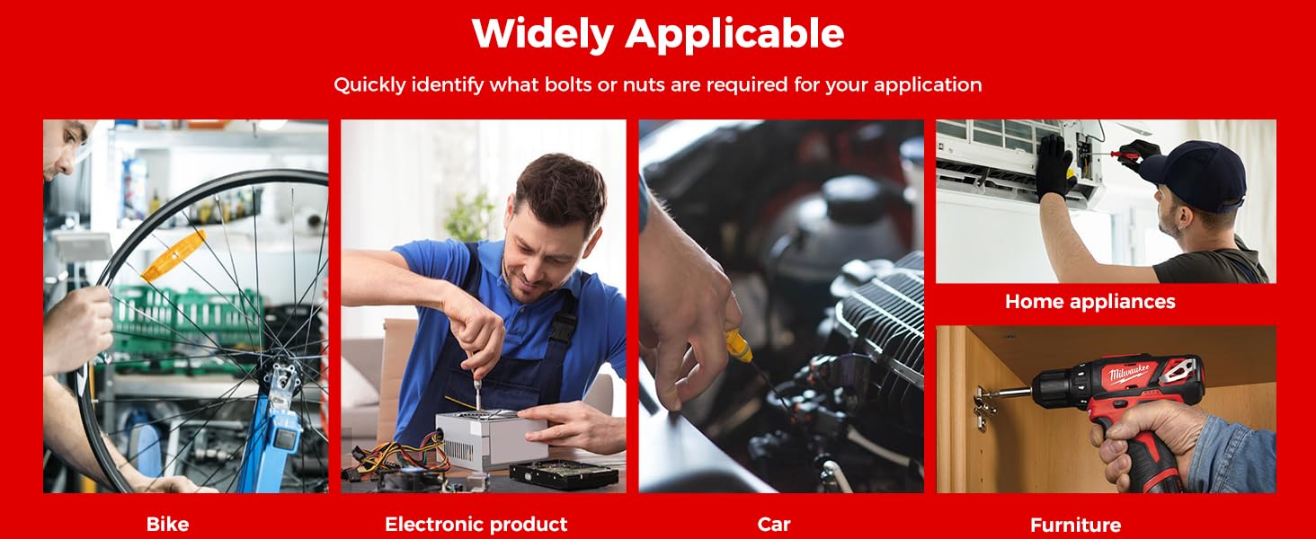 42 Nut and Bolt Thread Checker，ADAJOEL with 19 inch and 15 Metric Sizes