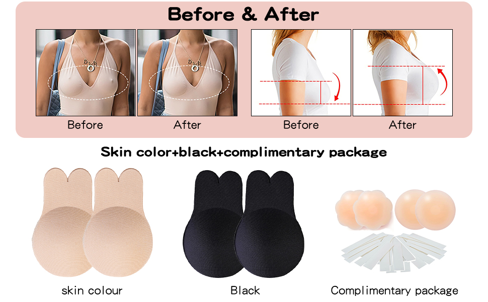 2 Pairs Sticky Bra, Backless Strapless Bra, Reusable Cupid Pads