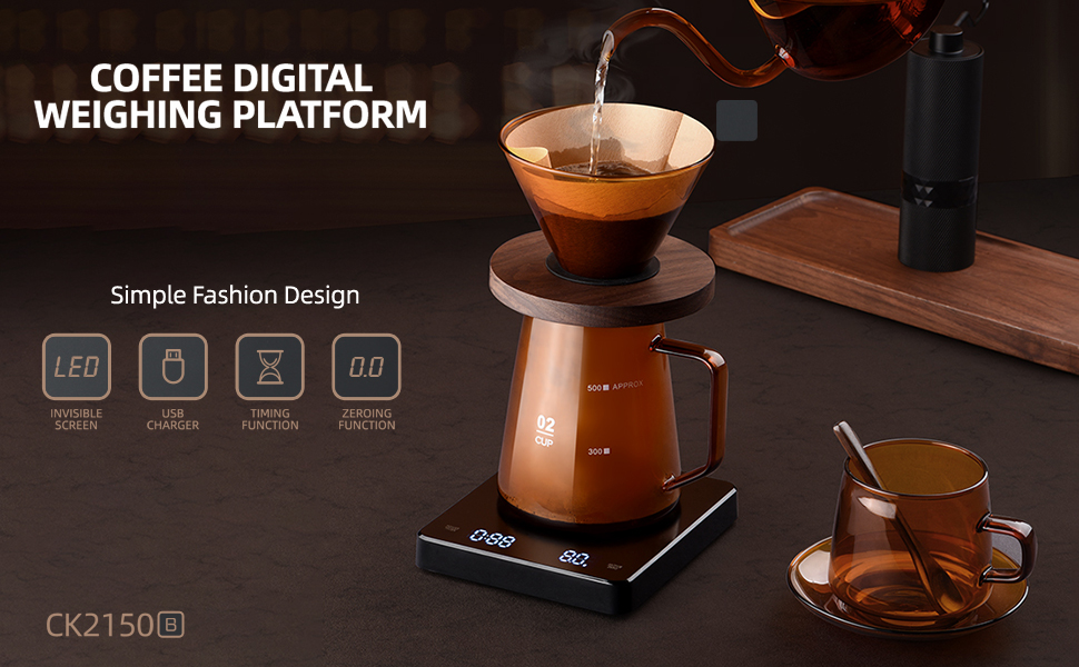 Ataller Auto Timing Coffee Scale, USB Rechargeable Digital Coffee Scale