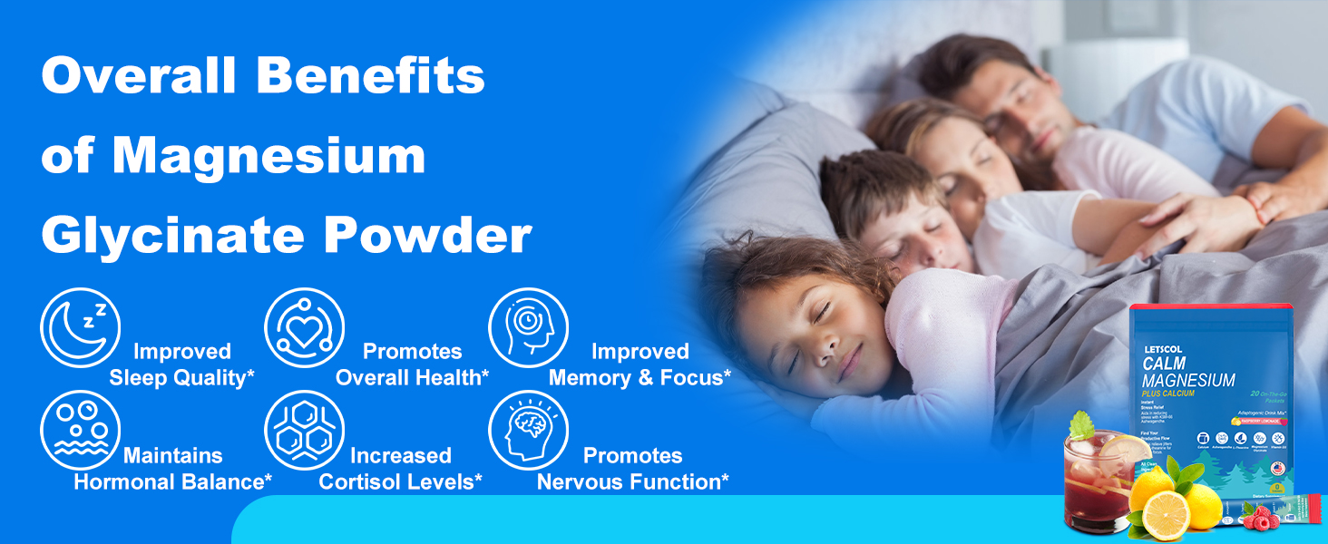 Amazon.com: LETSCOL Magnesium Powder Drink Mix Calm, Cortisol Drink - Best Magnesium Glycinate Powder For Sleep