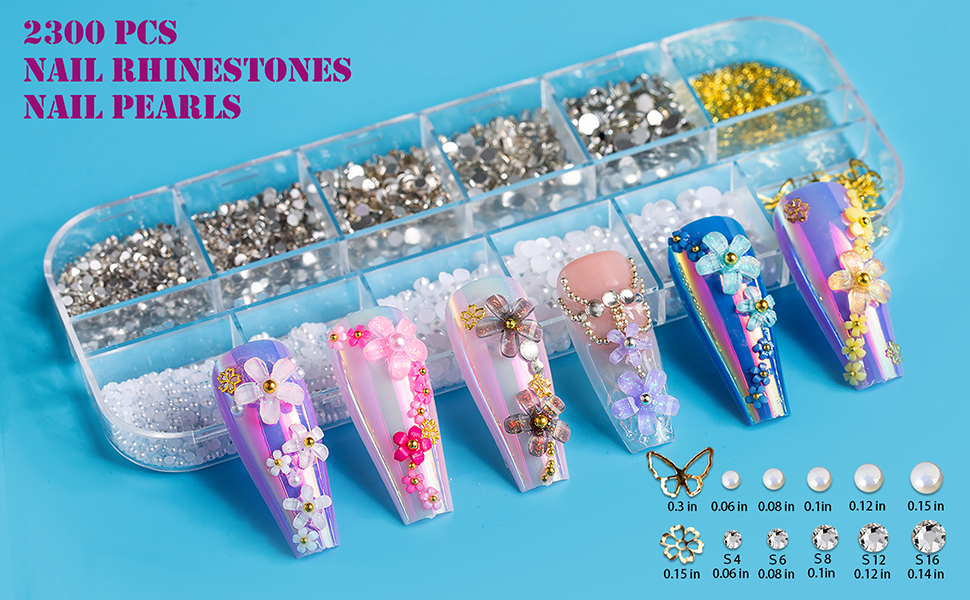 3d flower nail charms