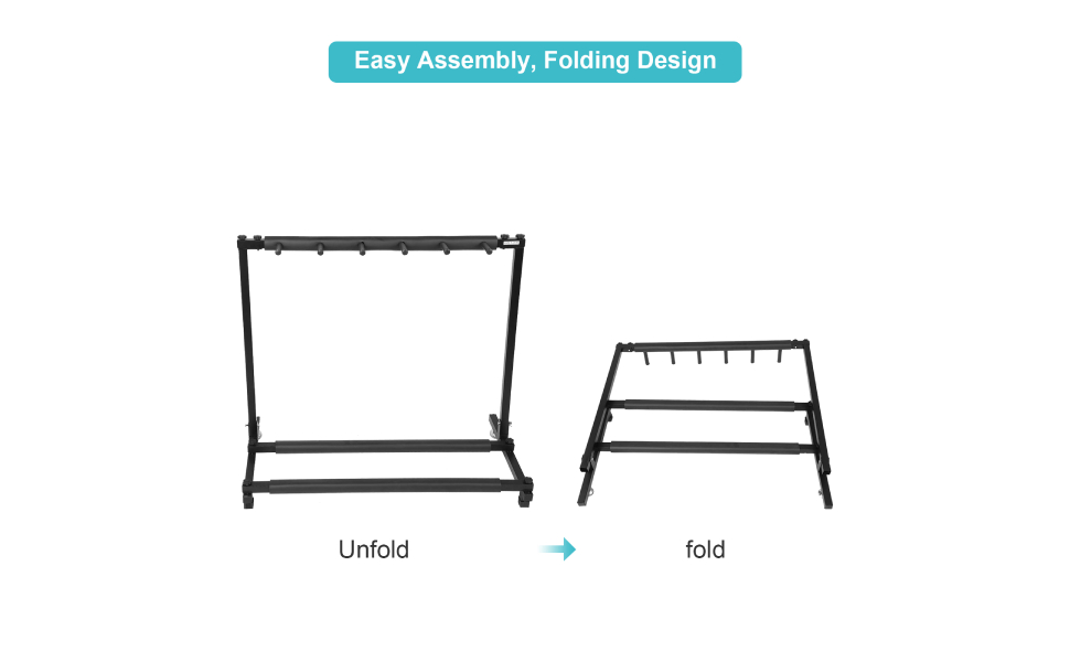 Multi Guitar Stand, 5 Holder Foldable Universal Guitar Display Rack