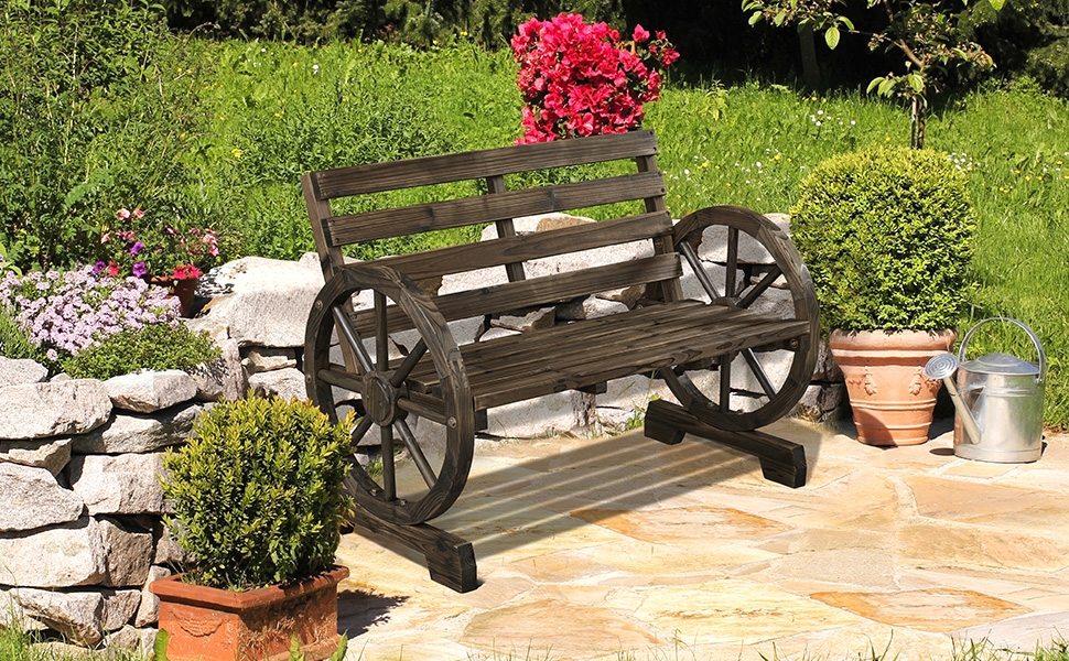 Rustic Seating YOtat Park Bench Garden Benches, 2-Person Solid