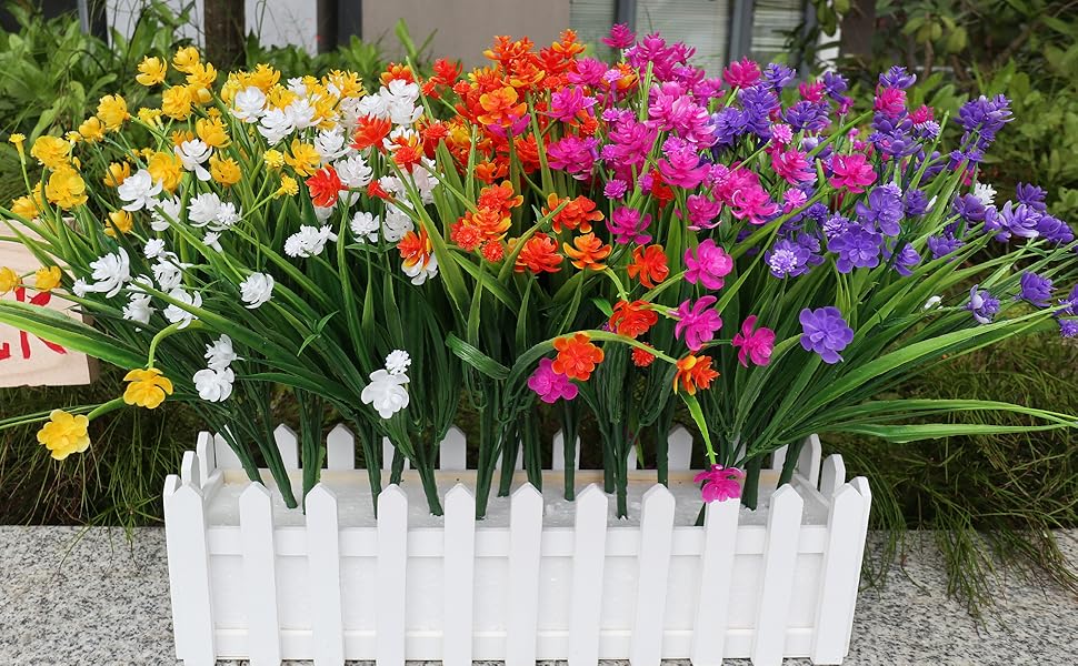 20 Bundles Artificial Fake Flowers, UV Resistant Faux