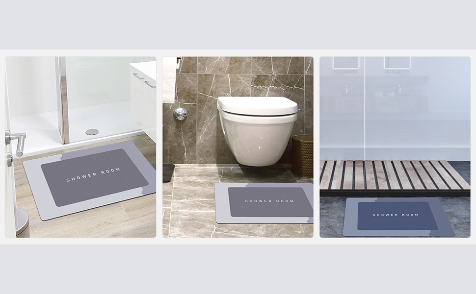 DecroXmas Diatom Mud Floor Mat Absorbent Diatomite Bath Mat Grey Non