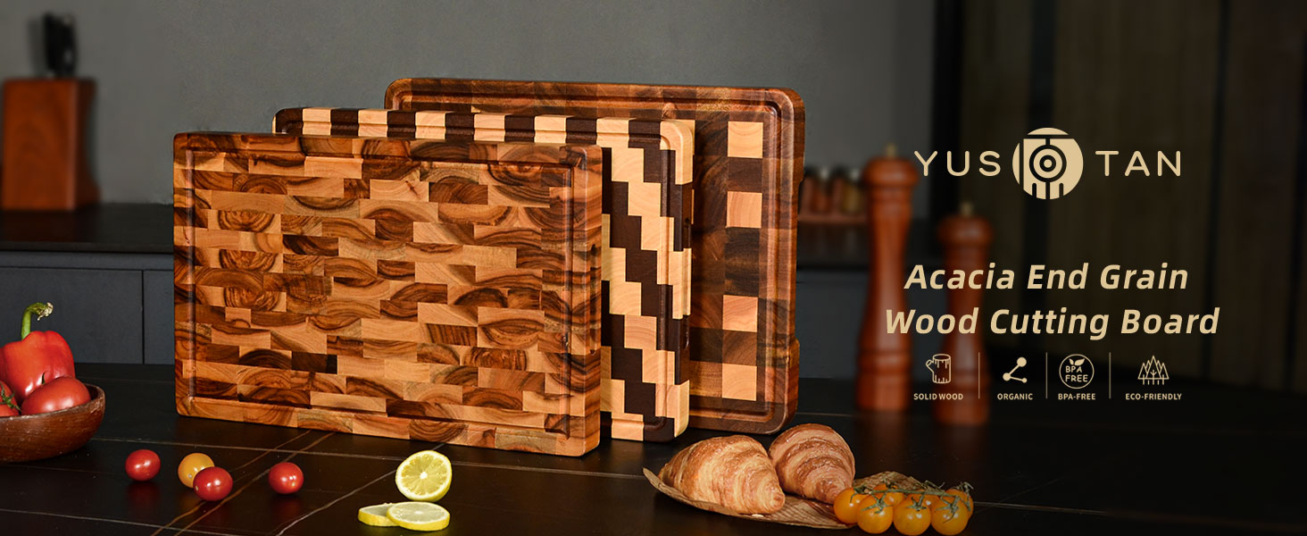 Acacia End Grain Wood Cutting Board
