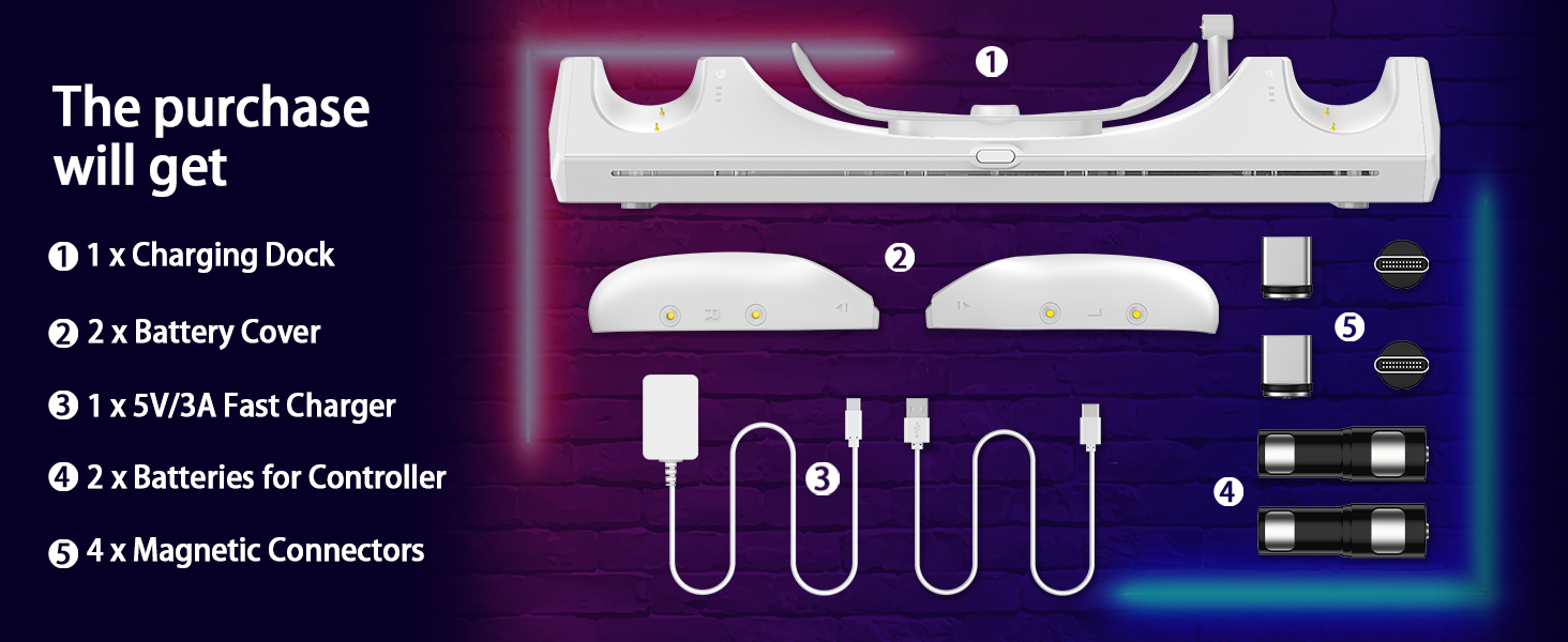 VR Charging Dock for Quest 2 Charging Stand for Oculus/Meta Quest 2 Magnetic Charging Station