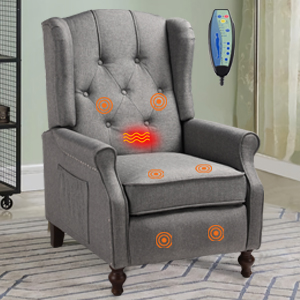 OQQOEE Wingback Recliner Chair with Massage & Heat Vibration