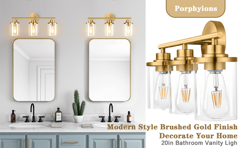 Porphyions Bathroom Light Fixtures,Vanity Lights,Gold Bathroom Lights
