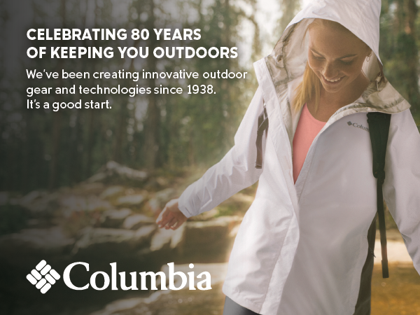 Celebrating 80 years outside, Since 1938, Columbia Sportswear 