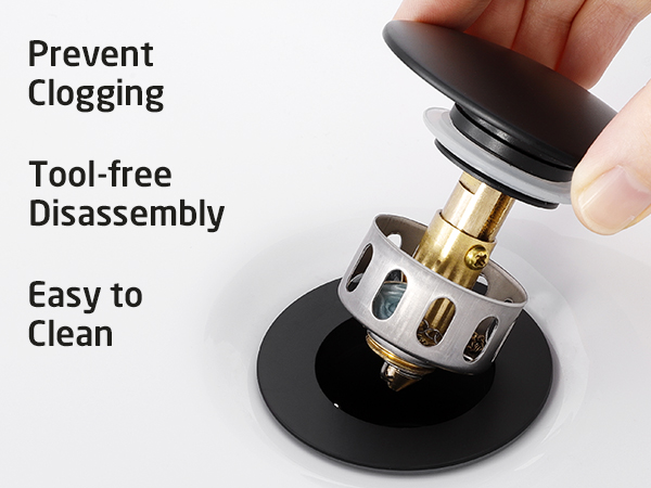 KES Bathroom Sink Drain with Overflow, Pop Up Drain Stopper and