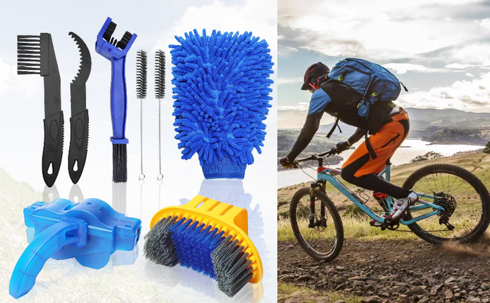 koitoy 9 Pcs Bike Cleaning Tools Set,Full Bike Chain Cleaner Bicycle