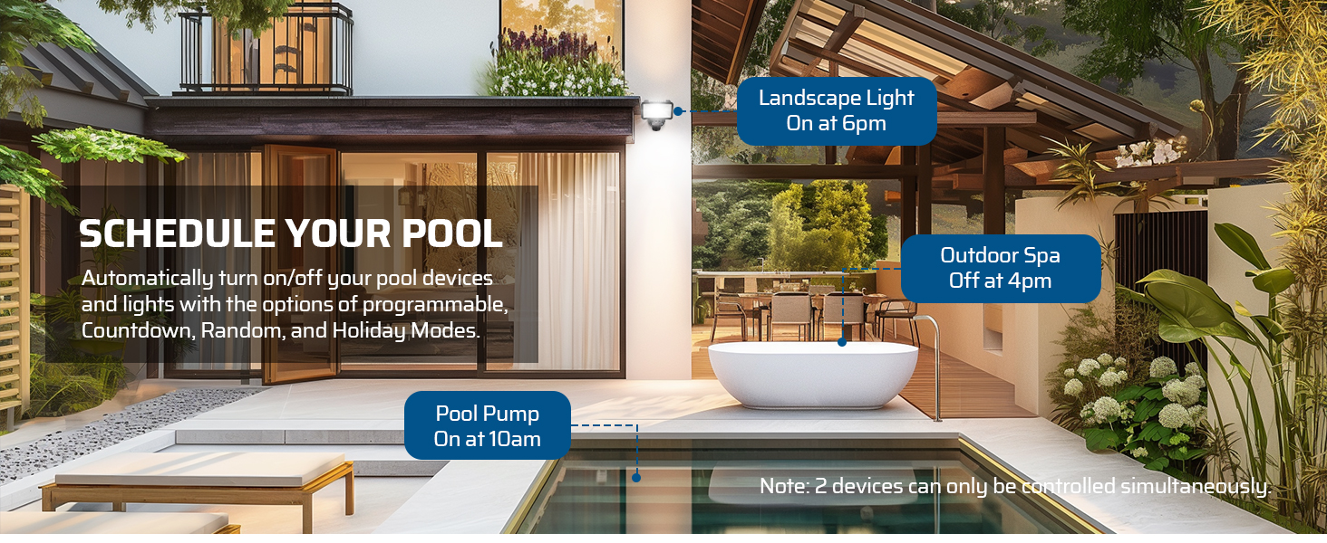 DEWENWILS Pool Timer, Outdoor Digital Timer Box, 2HP 40A