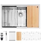 Herogo 33x19 Inch Undermount Stainless Steel Single Bowl Kitchen Workstation Sink, 10'' Deep Basi...