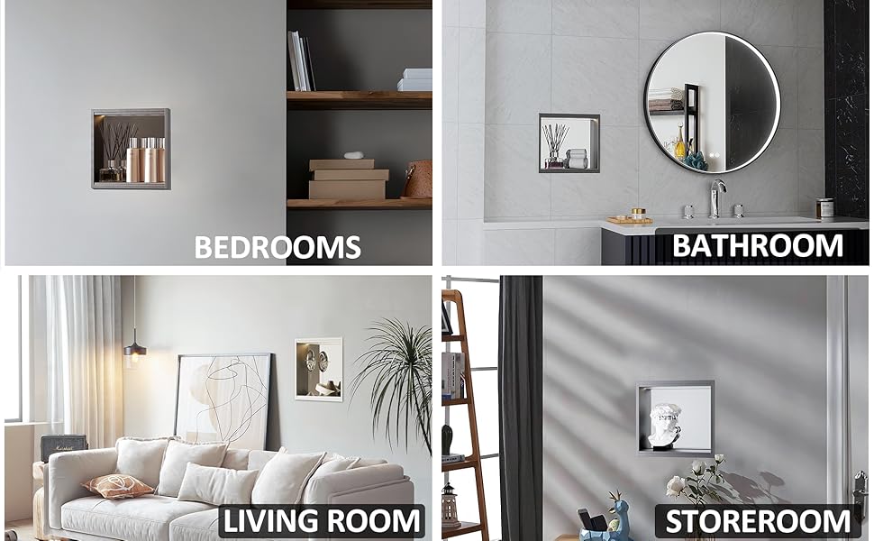 LOWIXI Recessed Shelves Niche 12" X 16",Shower Niche No