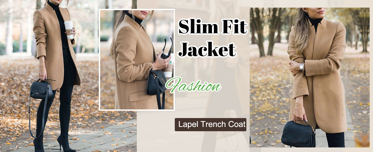 Women's Work Office Winter Overcoat Single Breasted Point Collar Pea Coat 