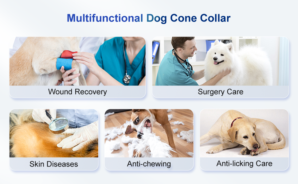 Dog Cone for Large Medium Small Dogs After Surgery, Megeo Adjustable Soft Dog Cone