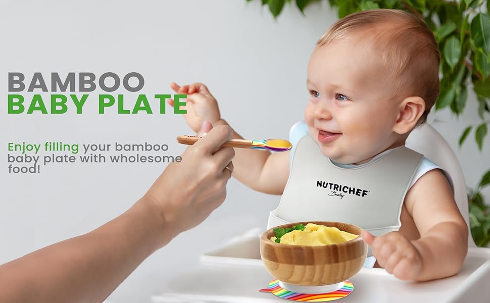 Round Bamboo Baby Plate;Wooden Toddler Plate;Stay Put Feeding;BPA-Free