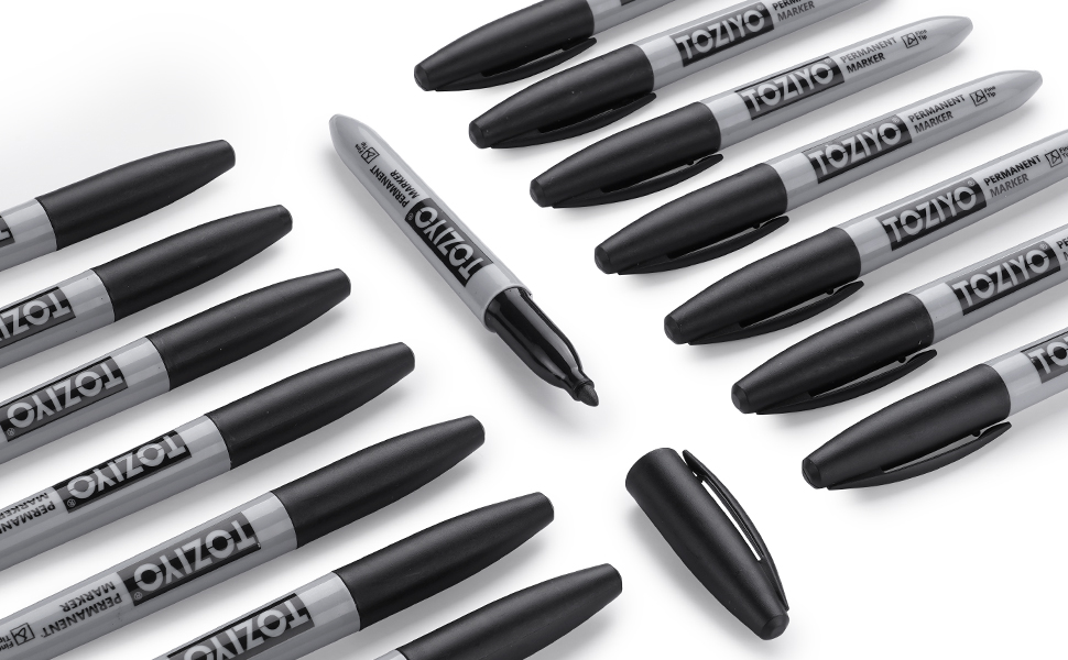 TOZIYO Permanent Markers Bulk, 80 Pack, Fine Tip Black
