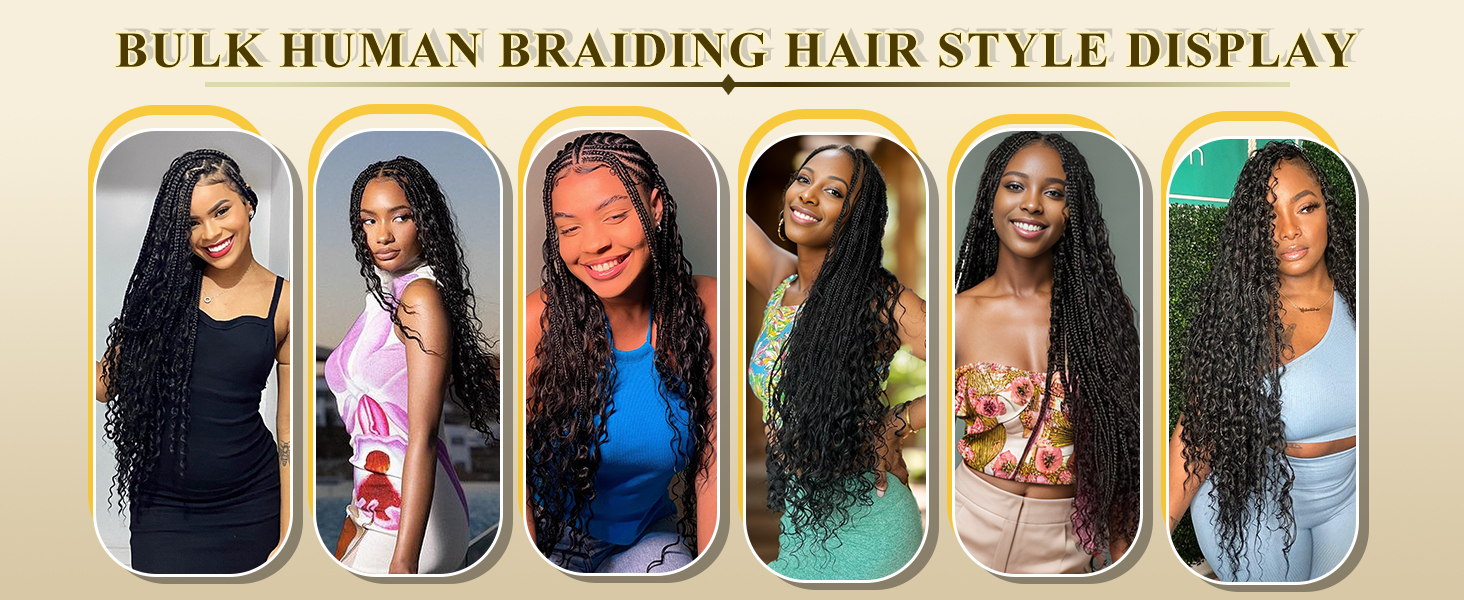 Human Braiding Hair 20 Inch Deep Wave Bulk Human Hair for