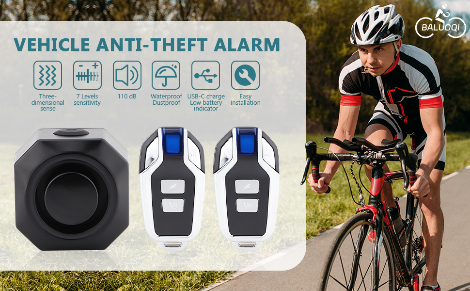 Bike Horn Electric Vehicle Alarm Wireless Vibration Alarm System with Motion Sensor Waterproof
