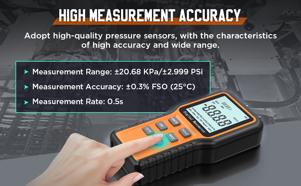 CMTOOL Digital Manometer LP Gas Pressure Tester Water Column Manometer