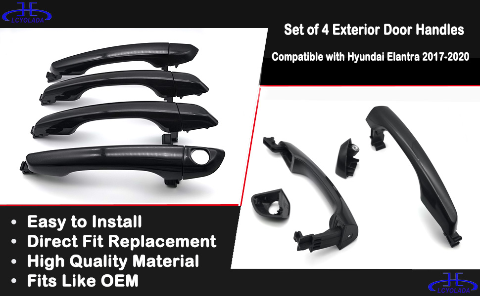 Lcyolada Set of 4 Exterior Door Handles Compatible with 2017-2020 Hyundai Elantra