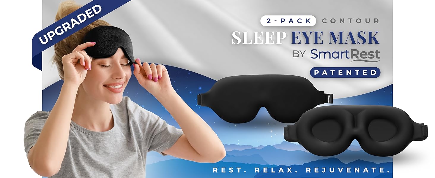 Upgraded 2-pack contour sleep eye mask by Smartrest - patented design