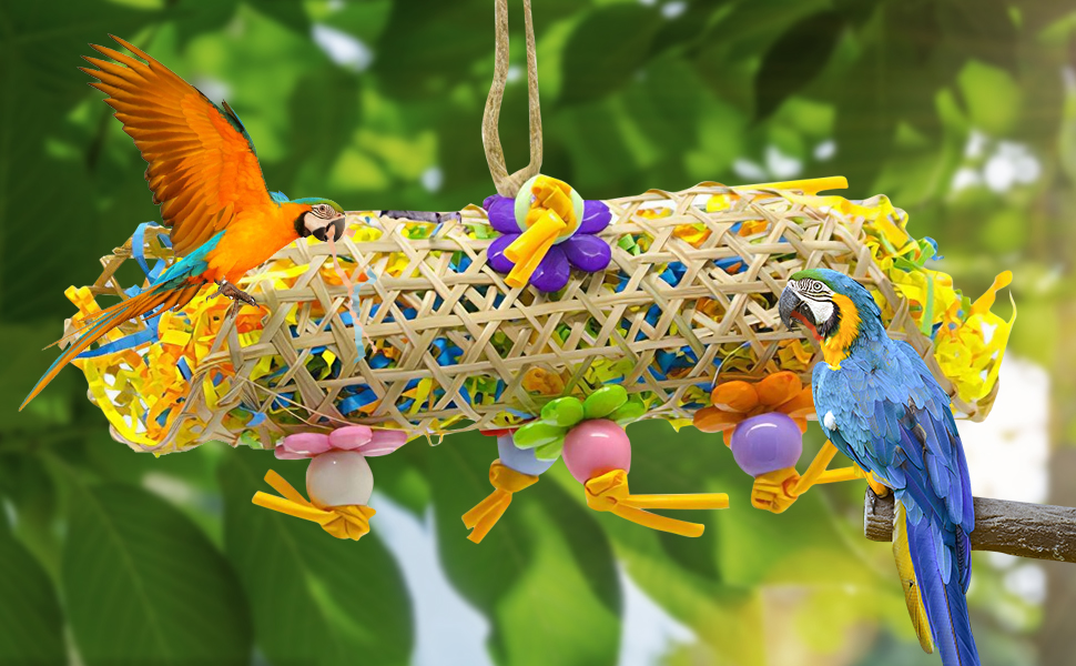 Bird Colorful Chewing Toys, Parakeet Foraging Shredder Toys,Parrot