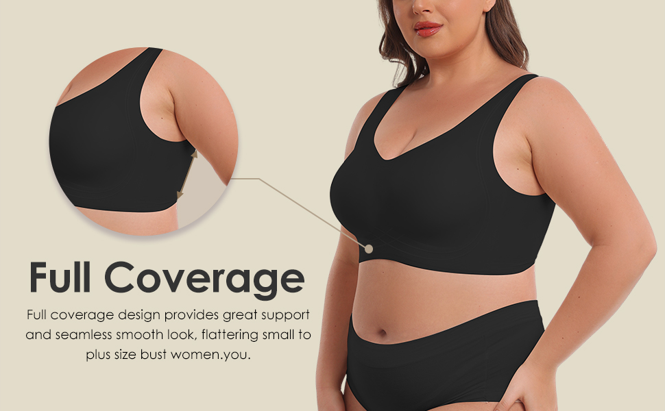HORISUN Seamless Bras Wireless Full Coverage Padded No Show Bra Regular