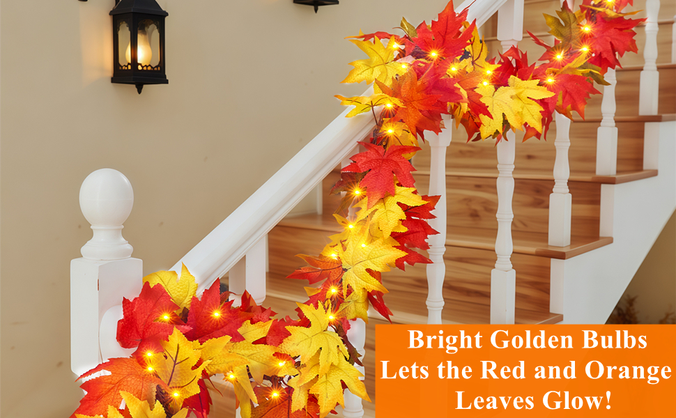 Fall Lights Thanksgiving Lights Fall Garland with Lights