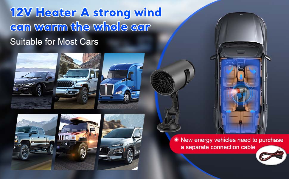slembands Car Heaters,Portable Car Heater 12v, for Winter with Suction