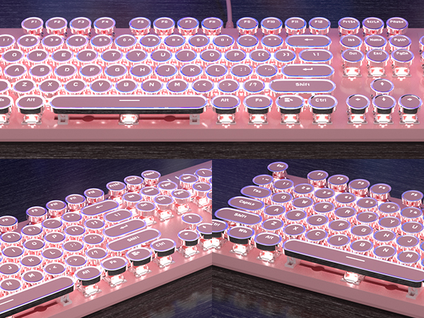 Typewriter Style Mechanical pink Keyboard