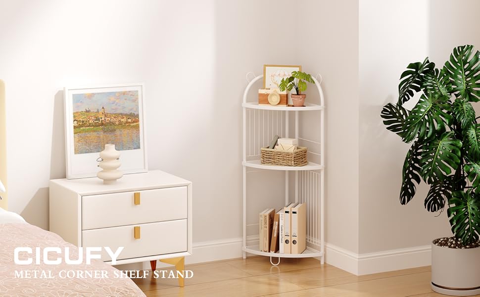 CICUFY Corner Shelf Stand Metal Bathroom Corner Shelf 3