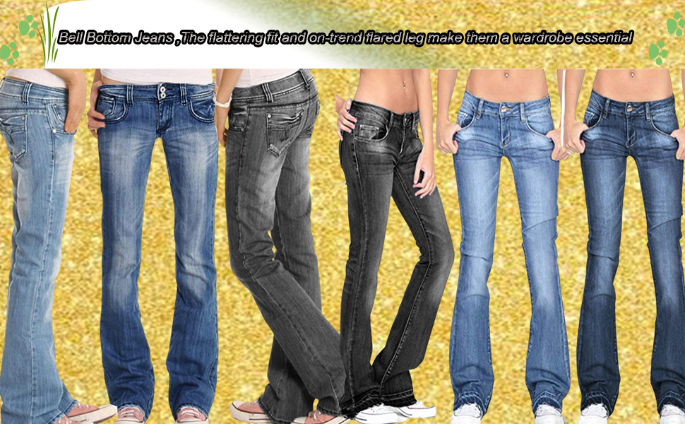 Women's Ripped Flare Low Rise Fitted Denim Pants Fringe