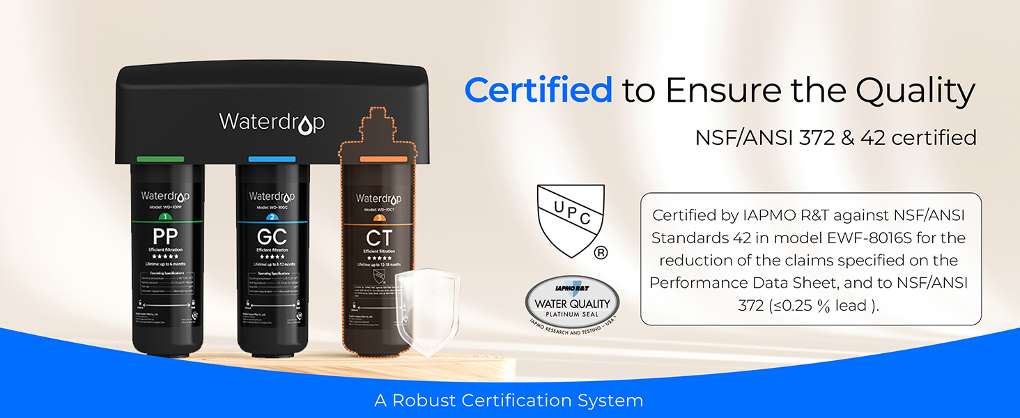 Waterdrop TSA 8 Layer Under Sink Water Filter System, Under Sink Water