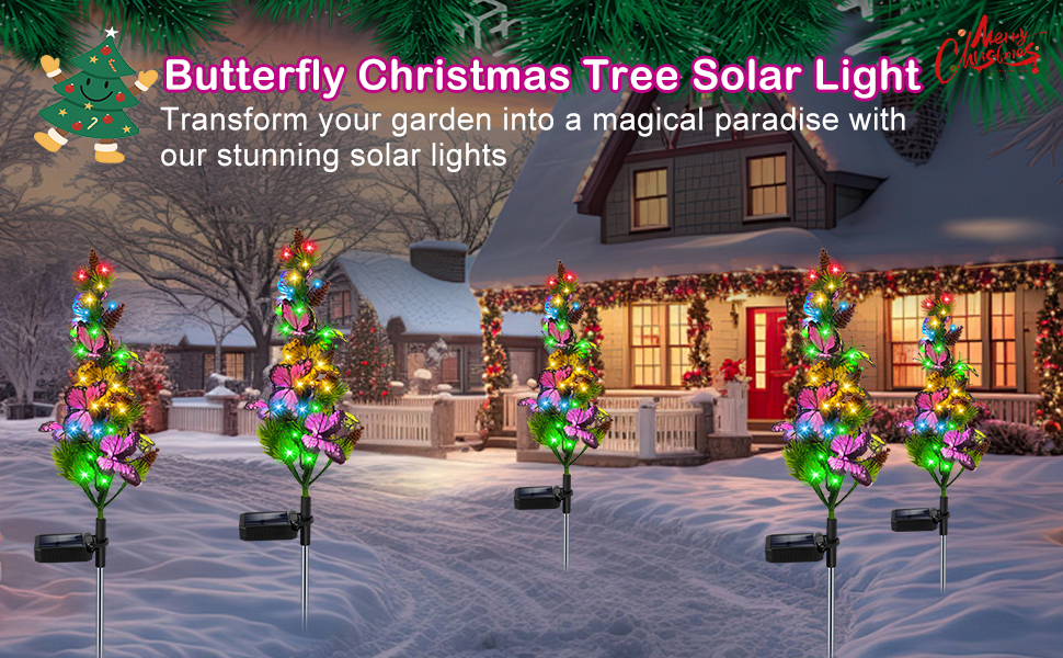 MultiColor Solar Christmas Garden Post Lights, 4 Pack of