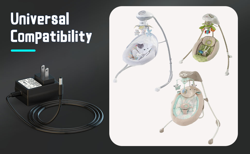 6V Baby Swing Power Cord for Fisher Price, Ingenuity Baby