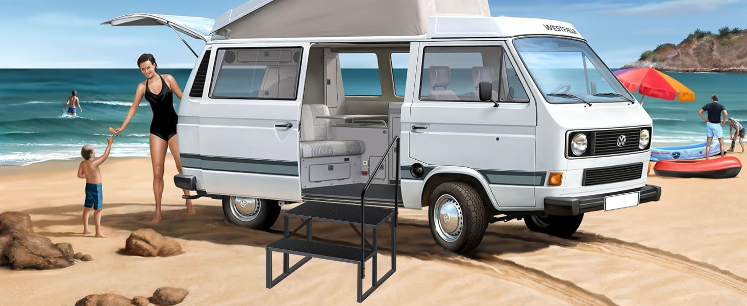 Hot Tub Steps with Handrail｜3 Step RV Steps｜Update 3.0