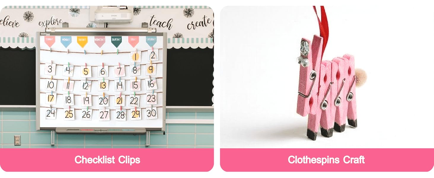 Clothes Pins Mini Clothespins Pink 100 PCS Wooden Small