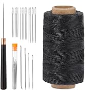 TLKKUE 273 Yards Leather Upholstery Sewing Waxed Thread Kit, Black Waxed Thread Sewing Needle Str...