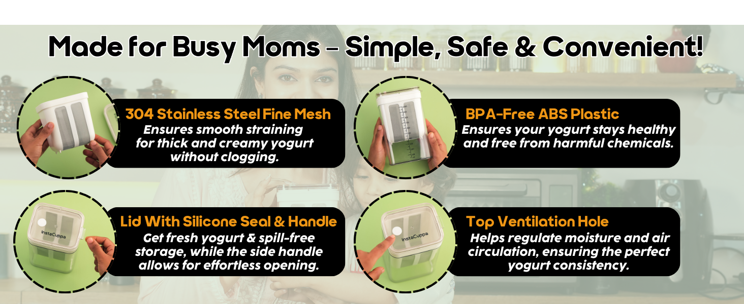 Safe durable yogurt strainer bpa free yogurt strainer with lid