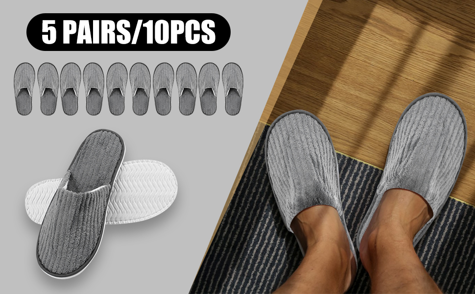 FutrLiv Coral Fleece Slippers - 5 Pairs of Unisex Closed-Toe Non-Slip Hotel Slippers, Ideal for Home, Travel, and Guest Use, Comfortable & Portable 11 shoe