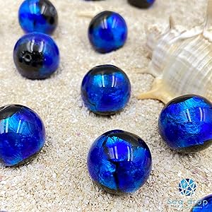 Amazon.co.jp: Sea drop 光る ホタルガラス ブルー 粒売り 20mm