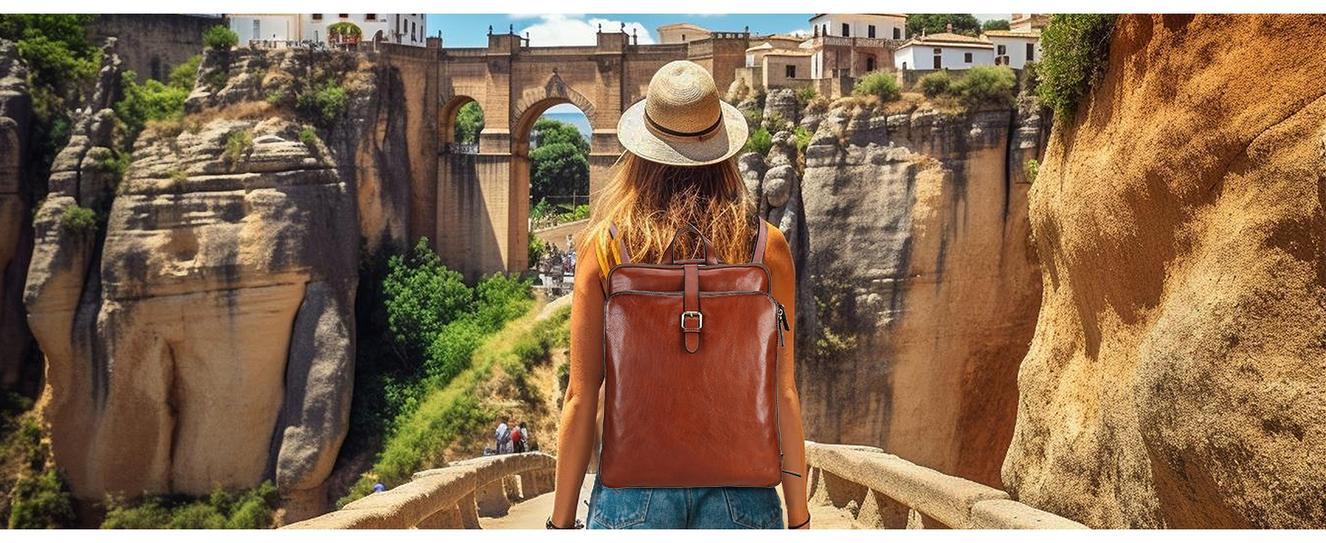 banuce vintage leather convertible backpack purses for women ladies laptop backpack