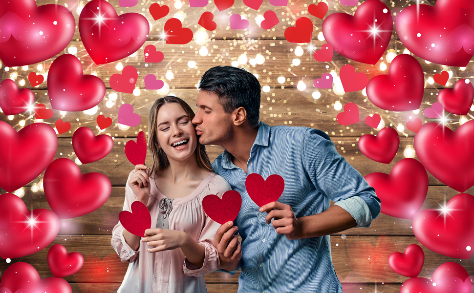 ZTHMOE 7x5ft Fabric Valentine's Day Photography Backdrop